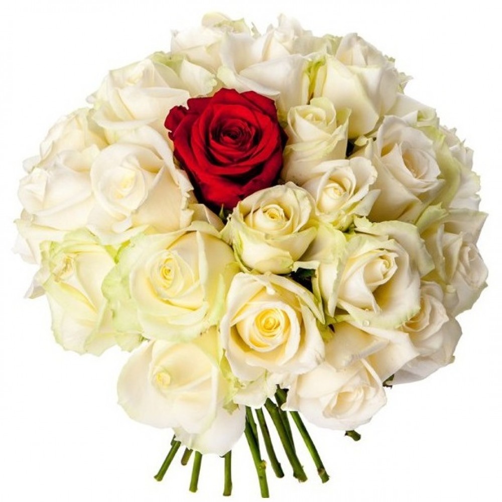 Bouquet with delivery - white roses with red
