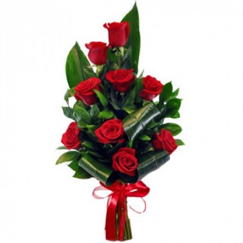Elegants sarkanu rožu pušķis 60 cm
