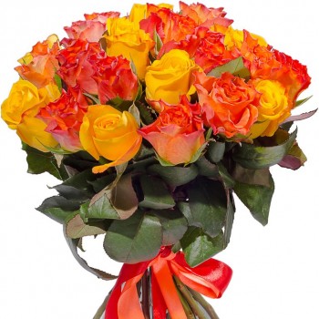 Yellow and orange roses 40 cm. Change amount of rose in bouquet