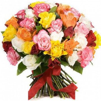 51 Multi-colored roses 40 cm